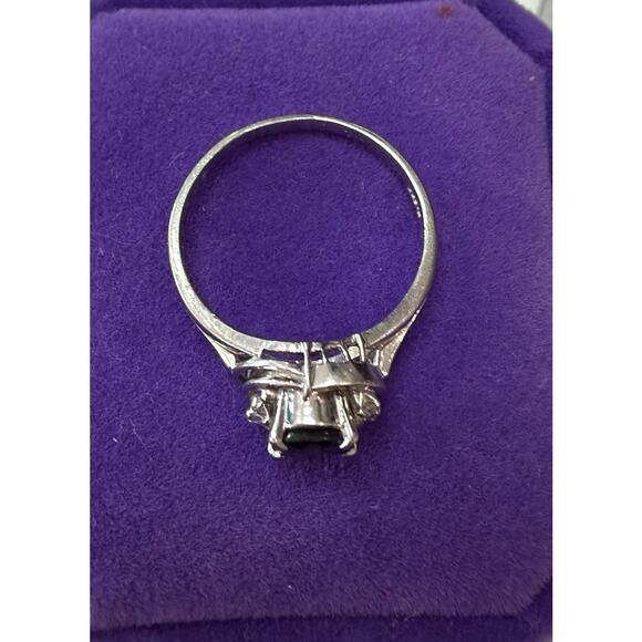 Sapphire Ring in Platinum*1 ct Sapphire*Diamond*Pt900 Platinum*Size 7 3/4 - Picture 5 of 5